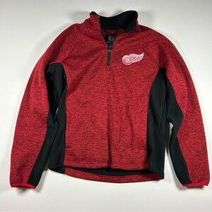 Detroit Red Wings NHL Sweater 1/4 Zip G III Sports Carl Banks Red Black Size M